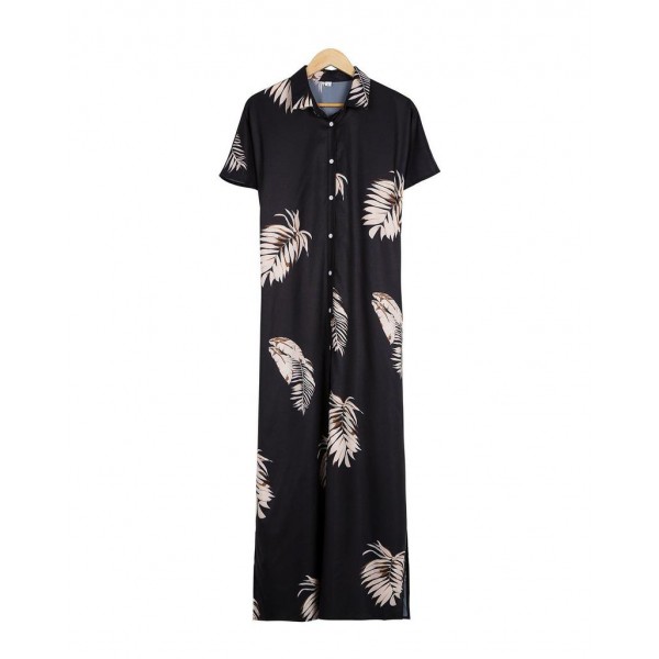 Chic Print Short Sleeve Maxi Dress