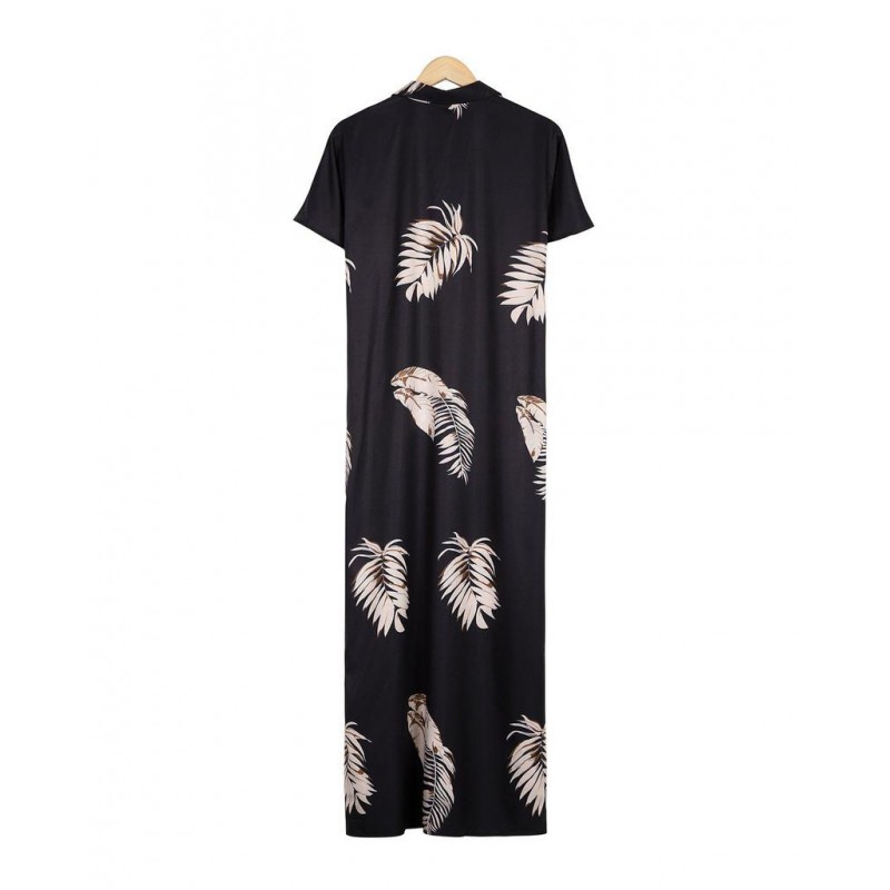 Chic Print Short Sleeve Maxi Dress