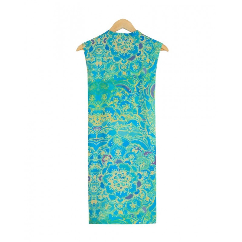 Retro Print Sleeveless Mini Dress With Belt