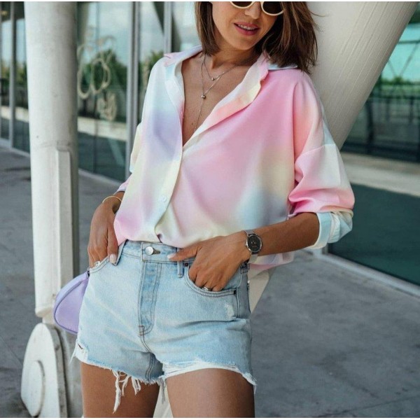 Glamorous Tie Dye Print 3/4 Sleeve Shirt