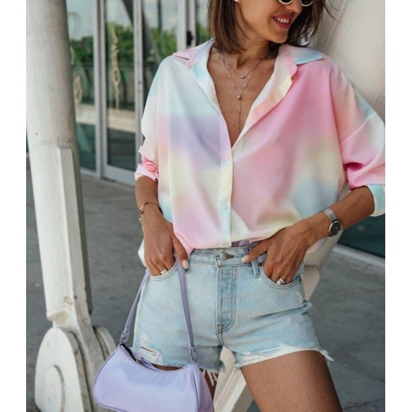 Glamorous Tie Dye Print 3/4 Sleeve Shirt