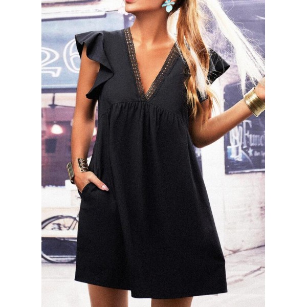 Classy Plain Sleeveless Mini Dress