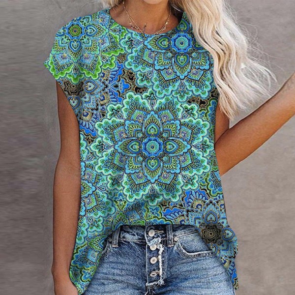 Retro Print Short Sleeve Top