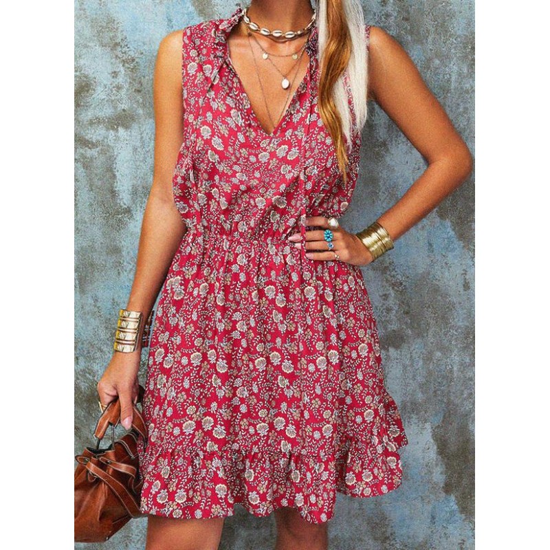 Showy Print Sleeveless Mini Dress