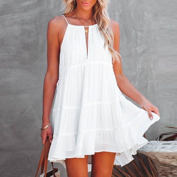 Groovy White Sleeveless Mini Dress