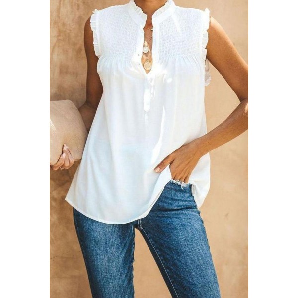 Classy Plain V-Neck Sleeveless Top