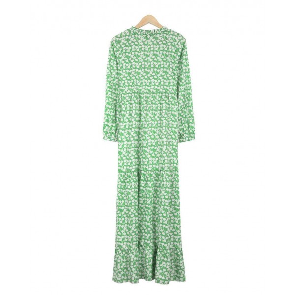 Fresh Print Long Sleeve Maxi Dress