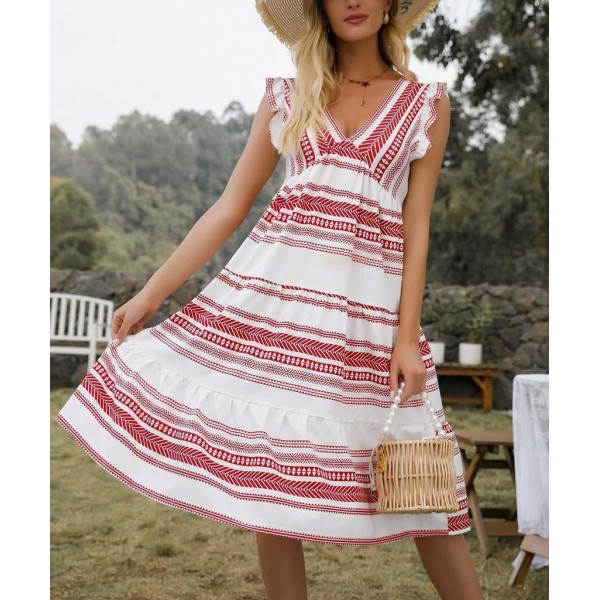 Modern Print Sleeveless Mini Dress