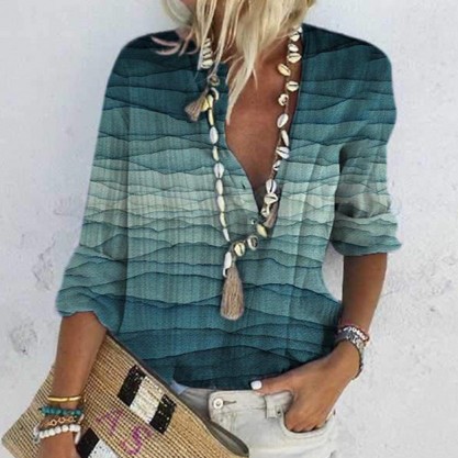 Chic Print 3/4 Sleeve Shirt