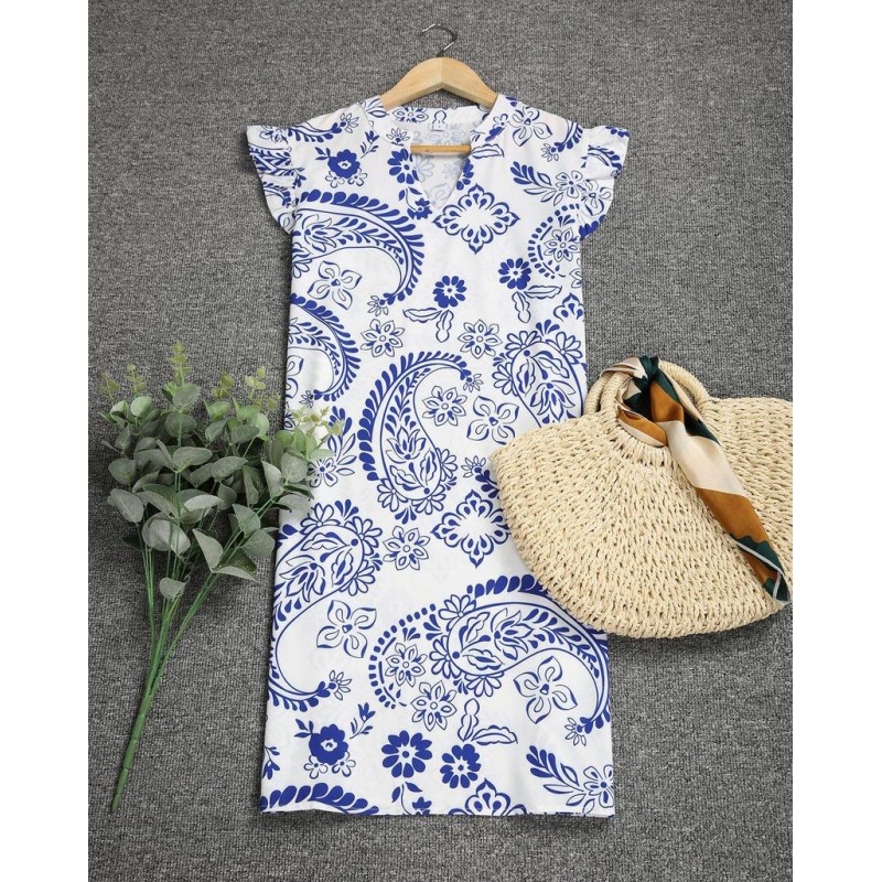 Classy Print V-Neck Sleeveless Mini Dress