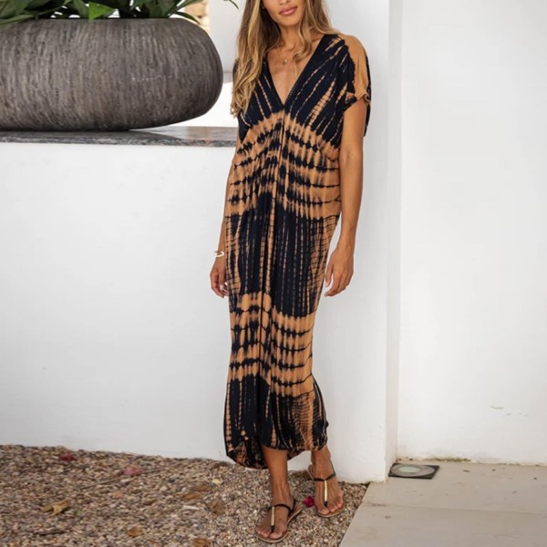 Glamorous Tie Dye Print Short Sleeve Maxi Dress