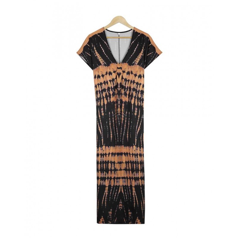 Glamorous Tie Dye Print Short Sleeve Maxi Dress