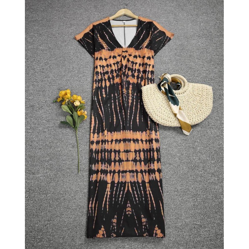 Glamorous Tie Dye Print Short Sleeve Maxi Dress