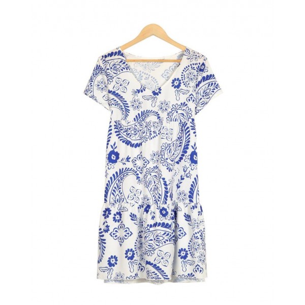 Stylish Print Short Sleeve Mini Dress