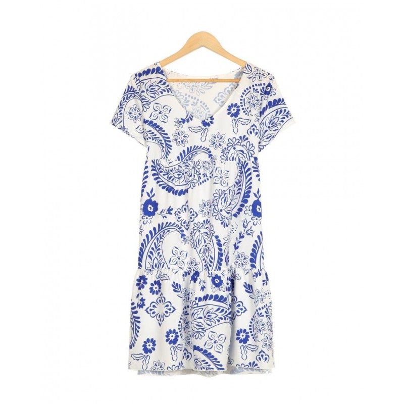 Stylish Print Short Sleeve Mini Dress