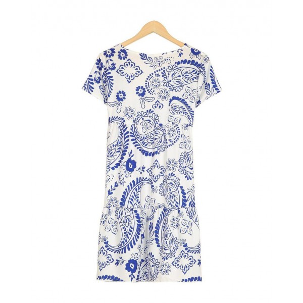 Stylish Print Short Sleeve Mini Dress