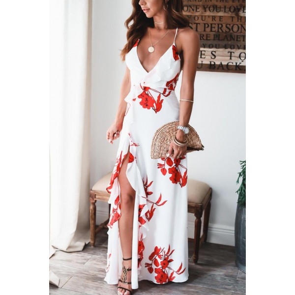 Sexy Sleeveless Print Maxi Dress