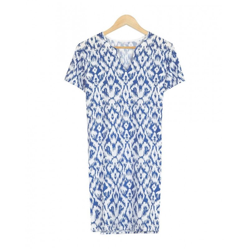 Fresh Print Short Sleeve Mini Dress