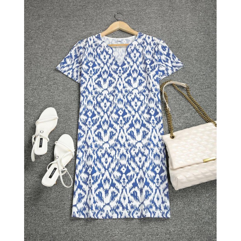 Fresh Print Short Sleeve Mini Dress