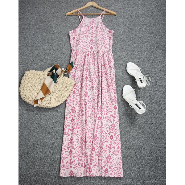 Attractive Print Sleeveless Maxi Dress