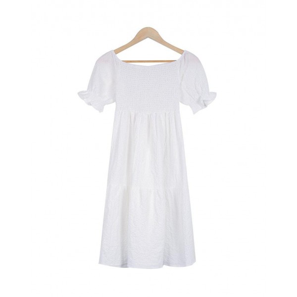 Classy White Short Sleeve Mini Dress