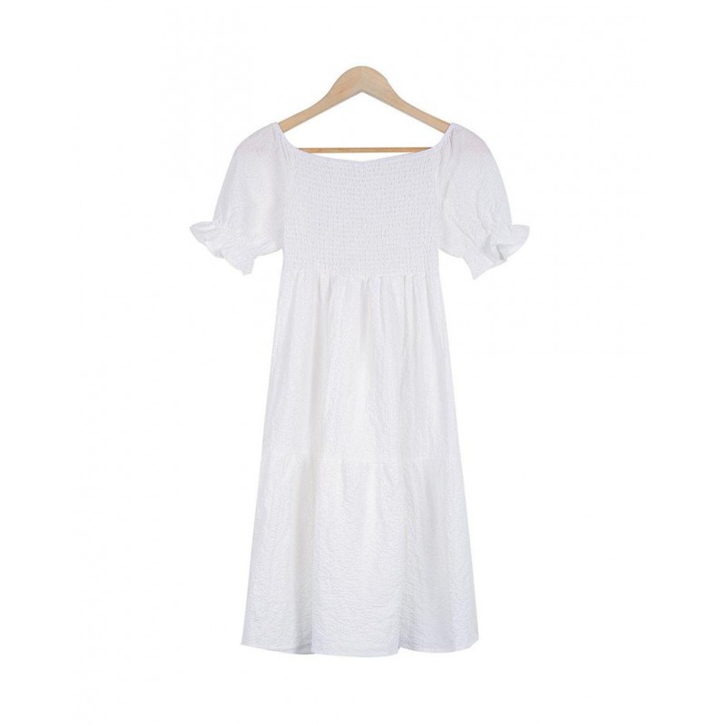 Classy White Short Sleeve Mini Dress