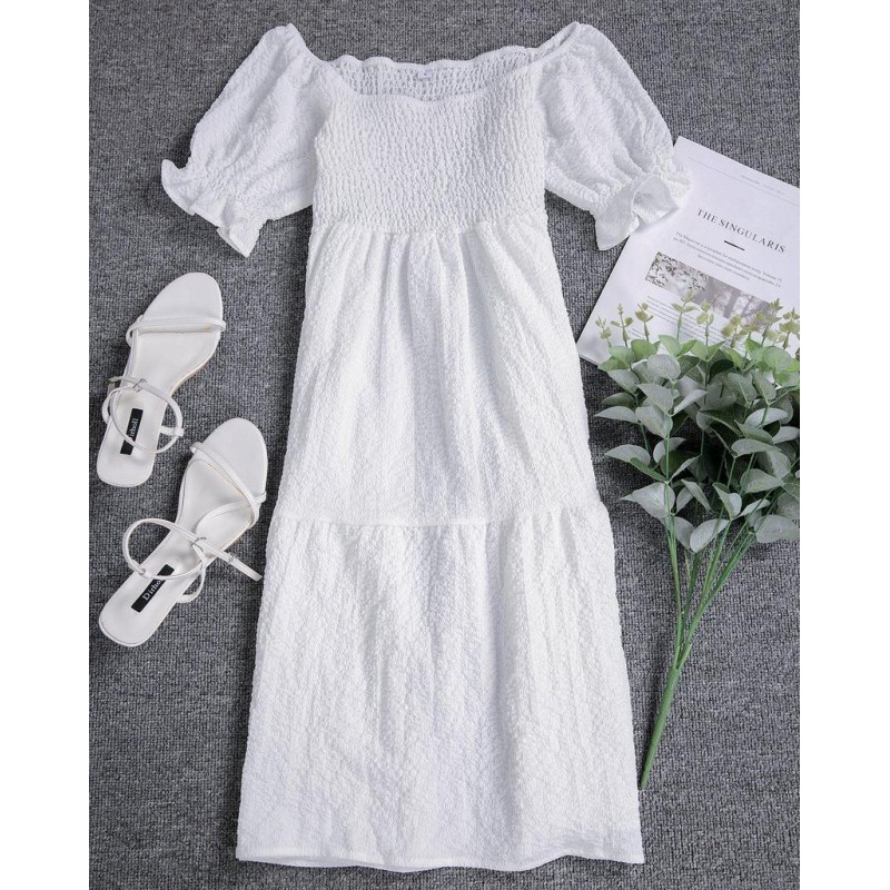 Classy White Short Sleeve Mini Dress