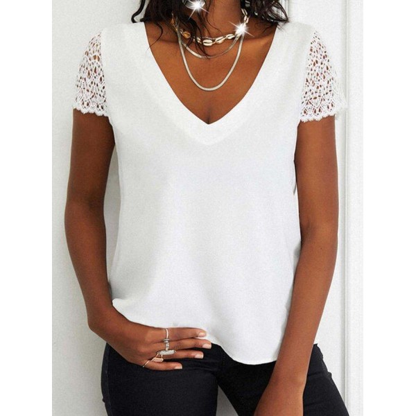 Simple White Short Sleeve Top