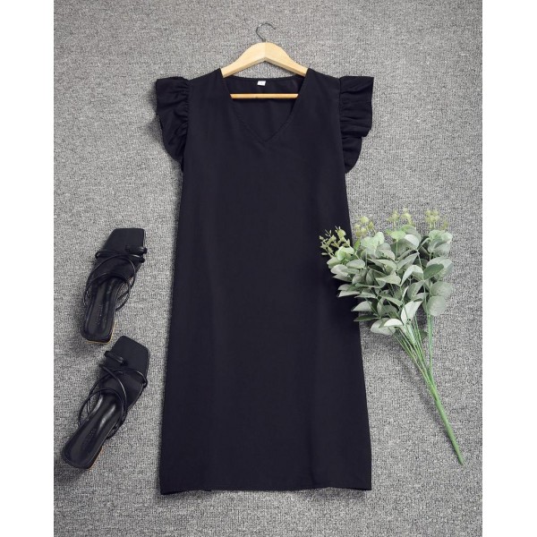 Temperament Black Sleeveless Mini Dress