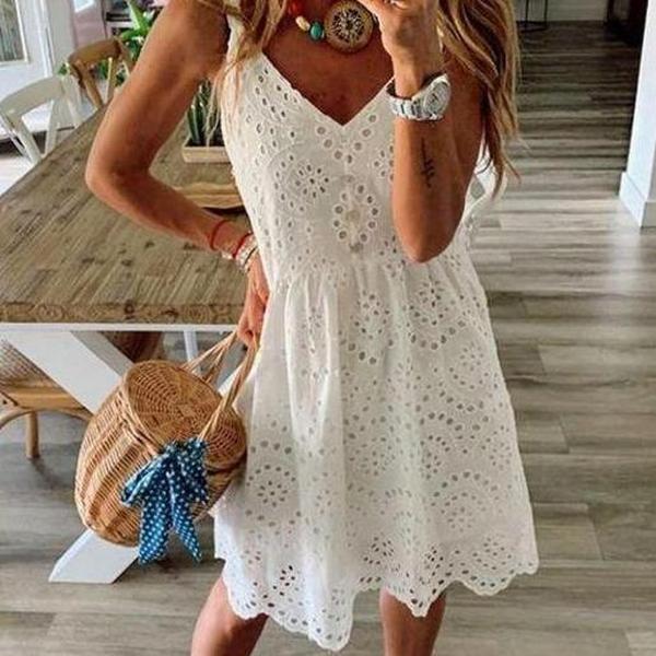 Vintage Plain Sleeveless Mini Dress