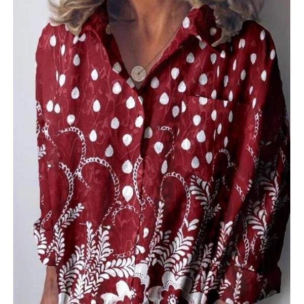 Casual Print Long Sleeve Blouse