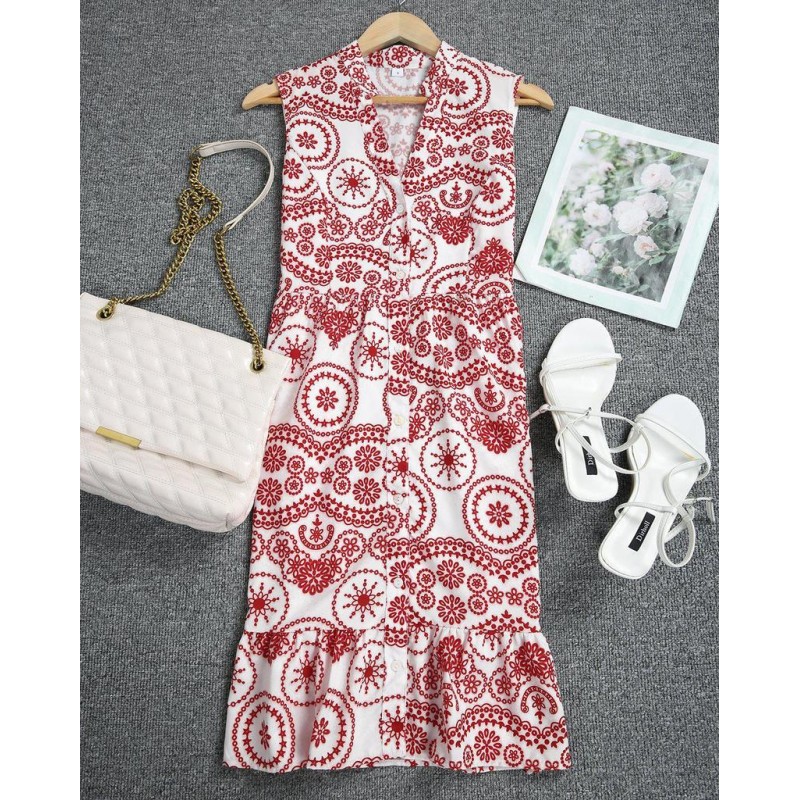 Chic Print Sleeveless Mini Dress