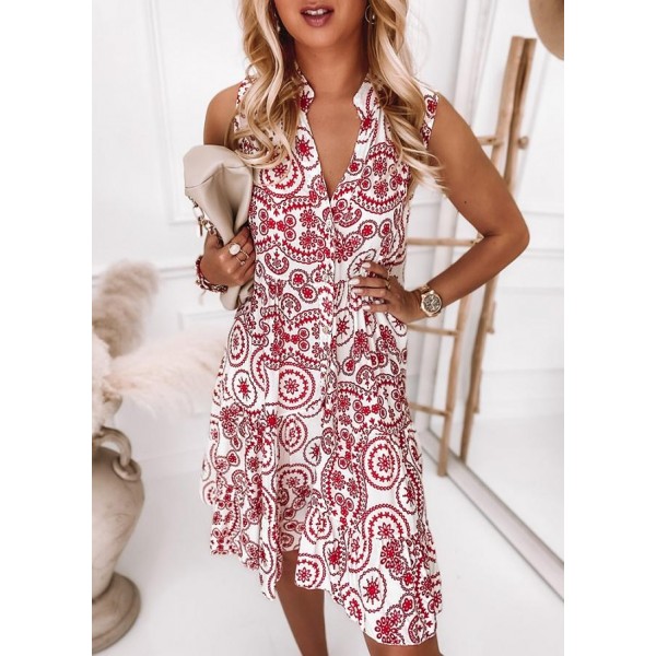 Chic Print Sleeveless Mini Dress