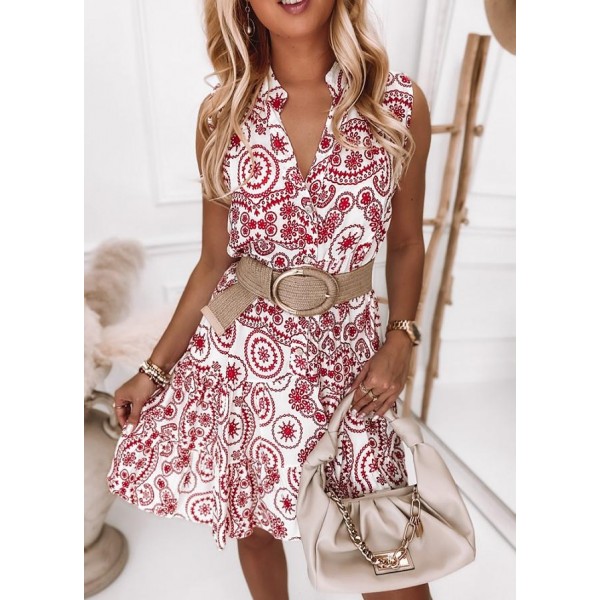 Chic Print Sleeveless Mini Dress