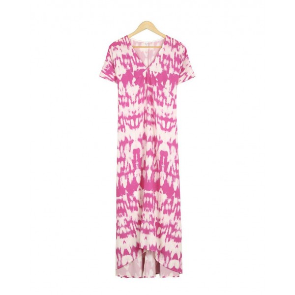 Temperament Print Short Sleeve Maxi Dress