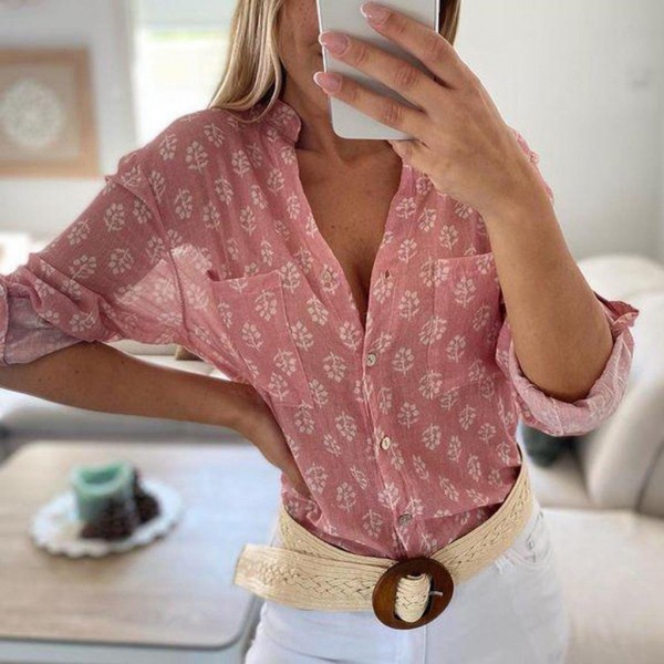 Sweet Pink Print Long Sleeve Shirt