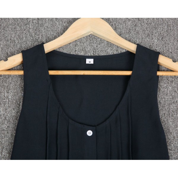 Groovy Black Round Neck Sleeveless Top