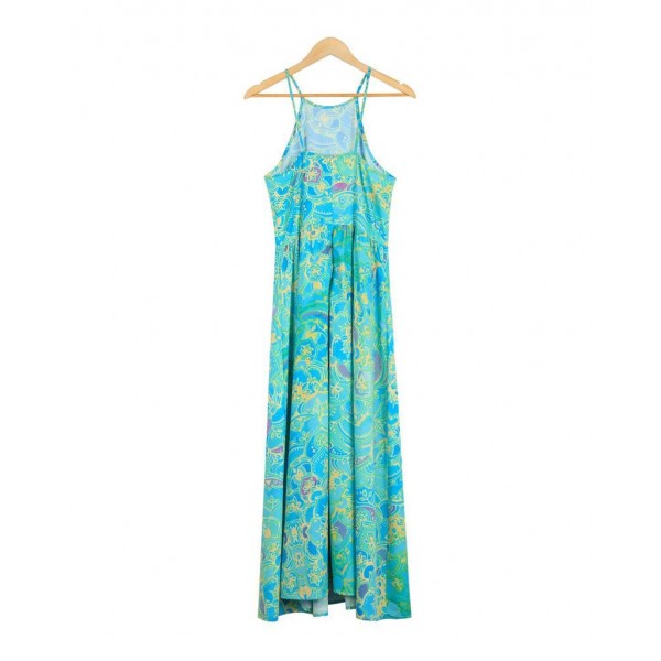 Retro Print Sleeveless Maxi Dress