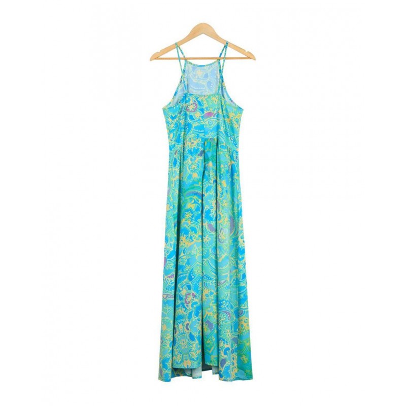 Retro Print Sleeveless Maxi Dress