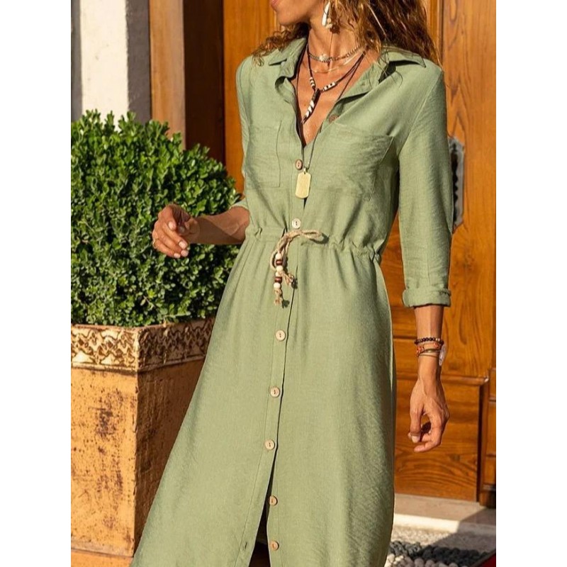 Fresh Green V-Neck Maxi Dress