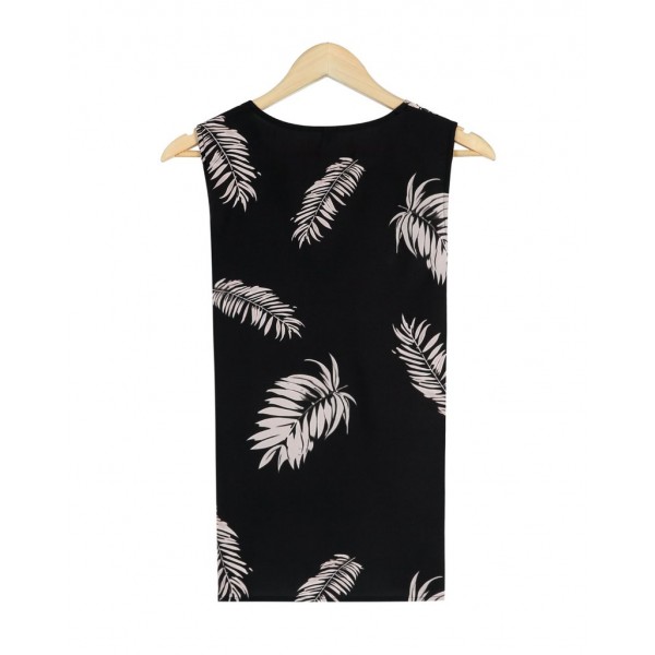 Elegant V-Neck Print Sleeveless Top