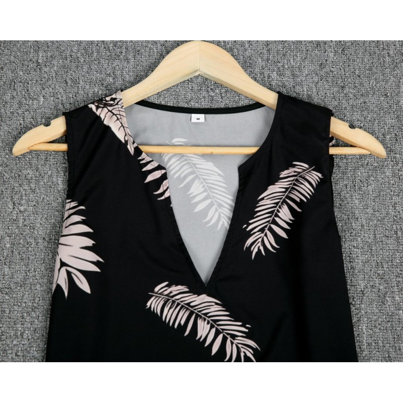 Elegant V-Neck Print Sleeveless Top