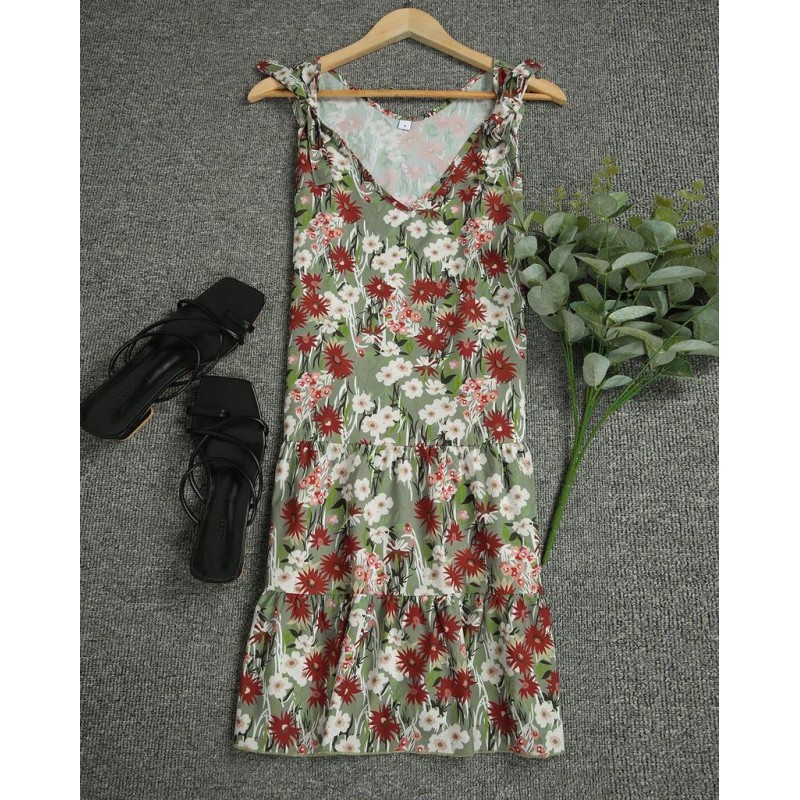 Romantic Print Sleeveless Mini Dress