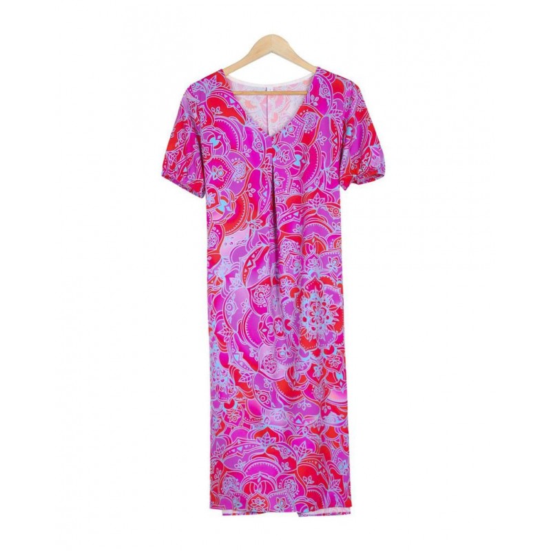 Groovy Print Short Sleeve Midi Dress