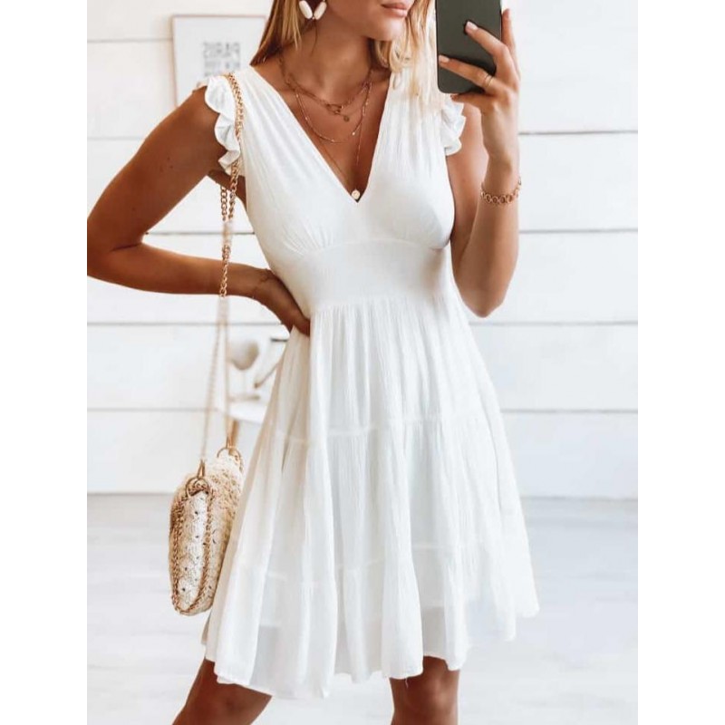 Vintage Plain Sleeveless Mini Dress