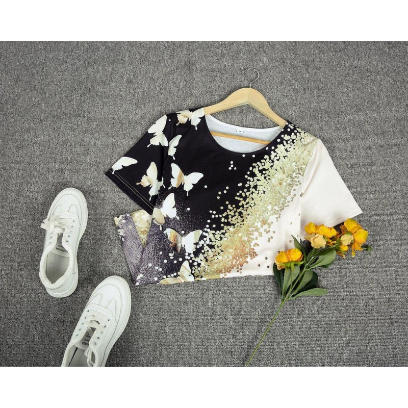 Stunning Print Round Neck Short Sleeve Top