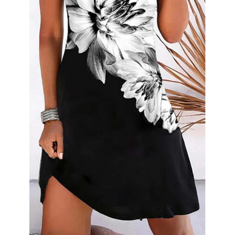 Elegant Print Sleeveless Mini Dress