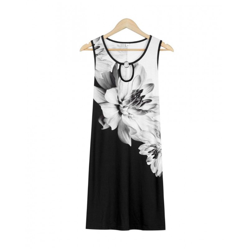 Elegant Print Sleeveless Mini Dress