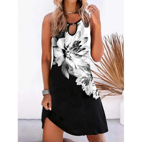 Elegant Print Sleeveless Mini Dress