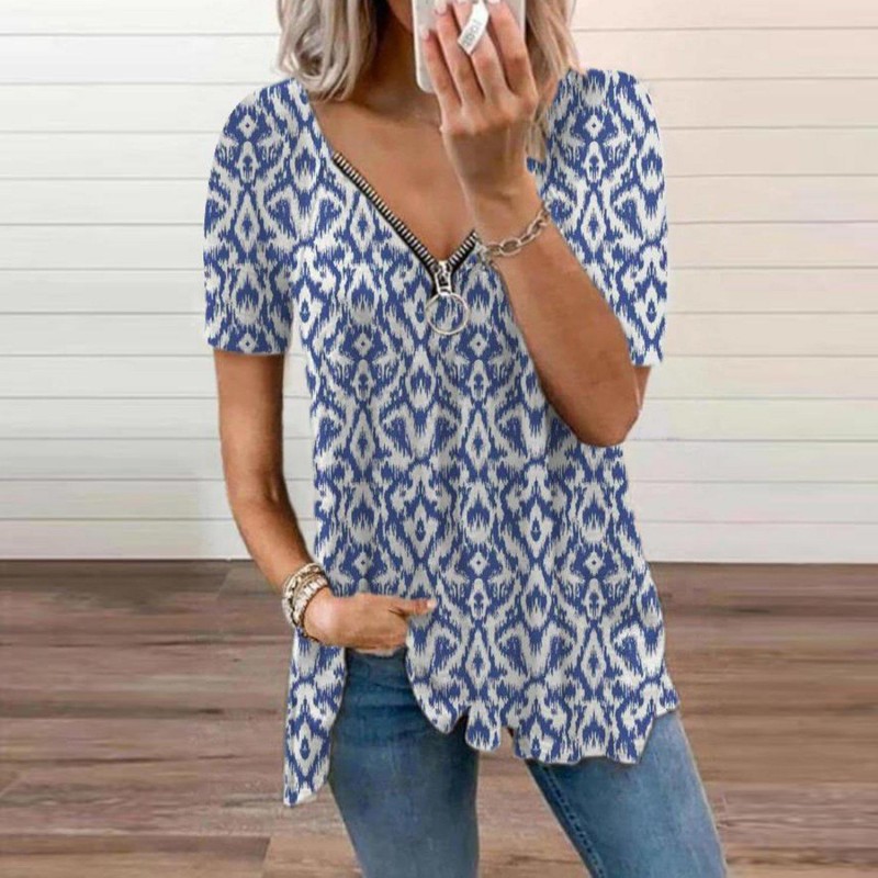 Modern Short Sleeve Print Top